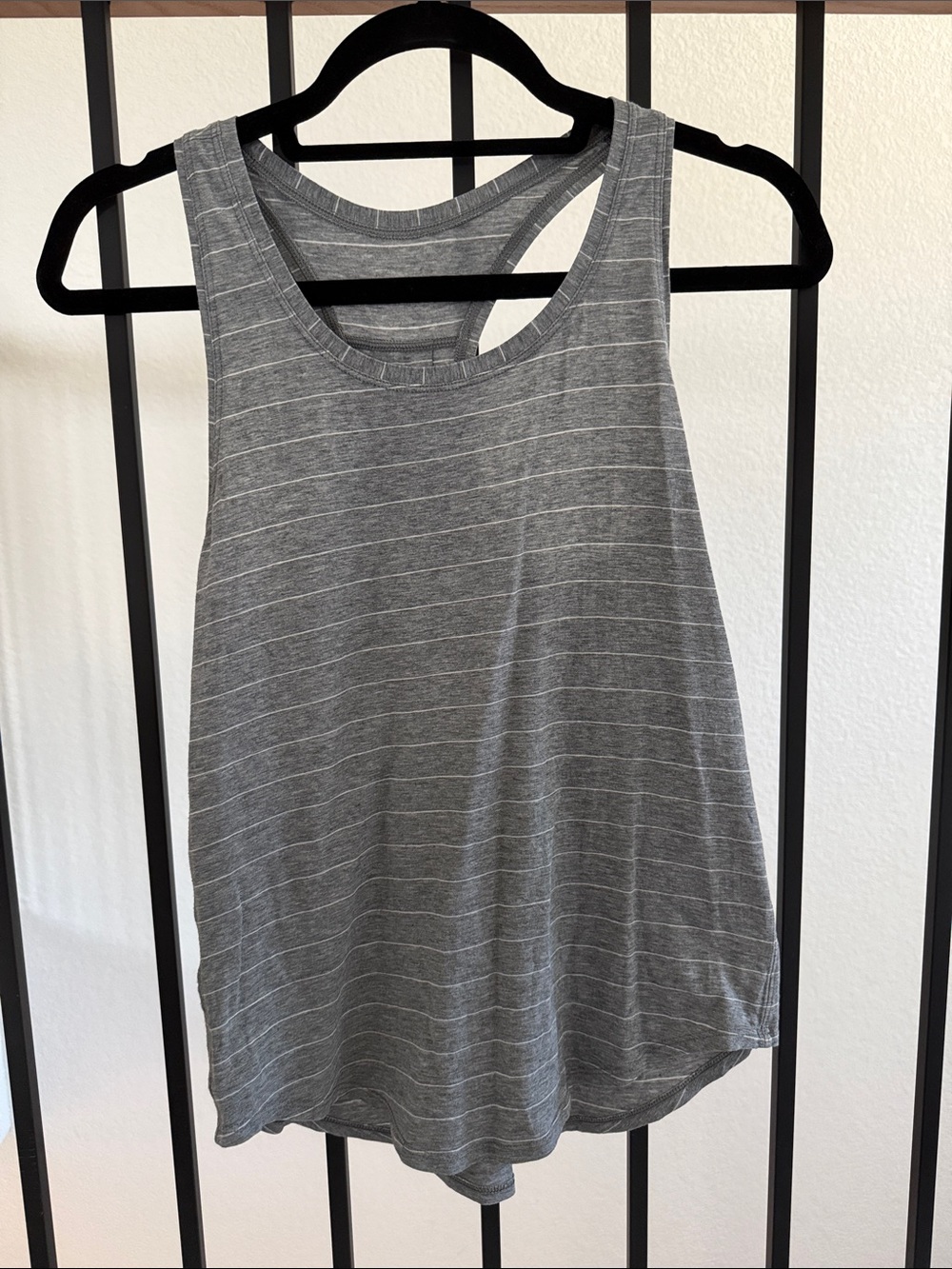 Grey Striped Racerback Tank Top - Women's Casual Layering Tee